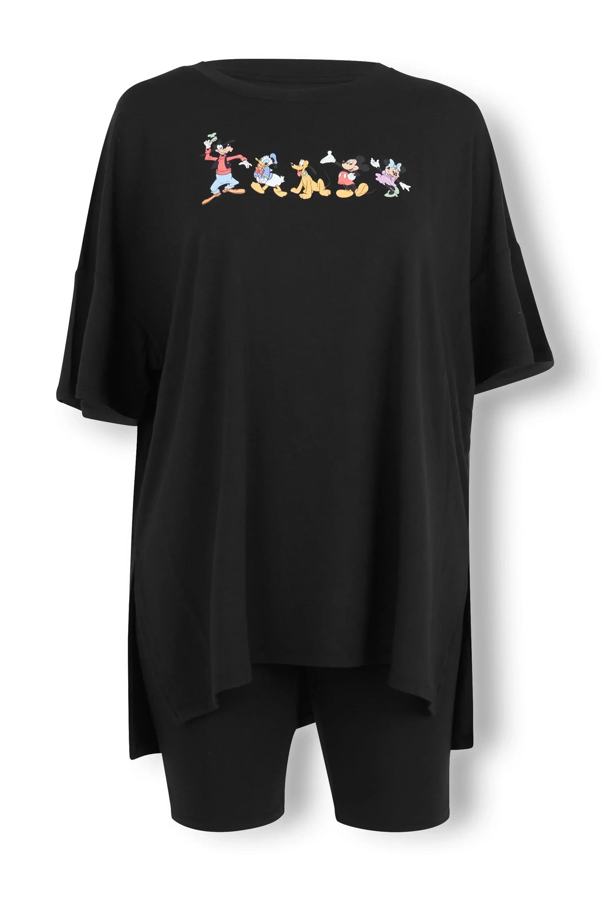 Women’s Biker Short Set in Mickey and Friends on Midnight