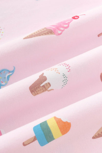Women's Short Sleeve Cropped Pajama Set in Sakura Ice Cream