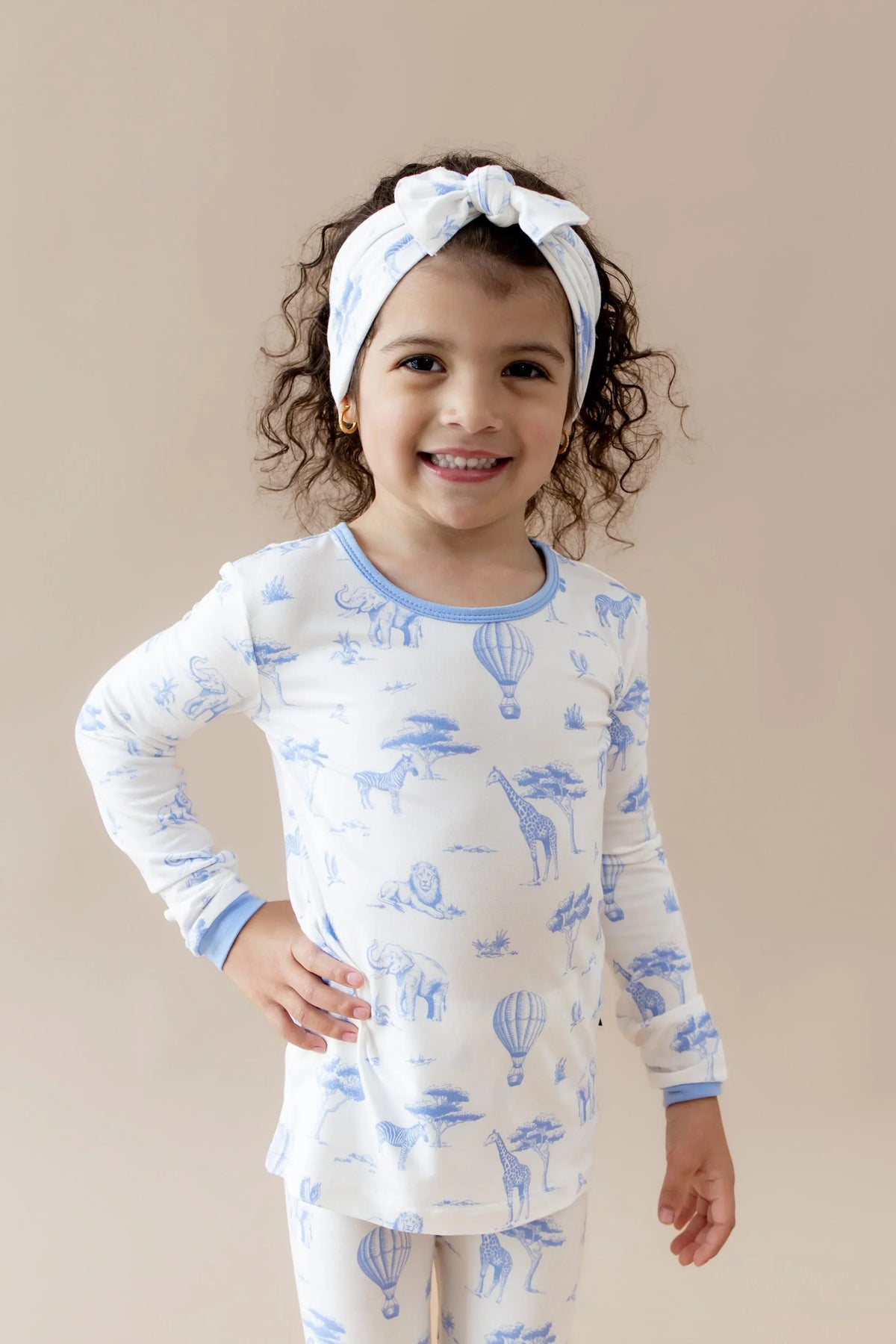 Long Sleeve Pajamas in Toile Safari