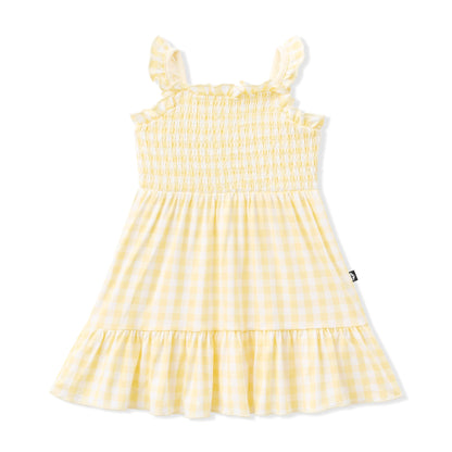 Smocked Dress in Gingham Chamomile