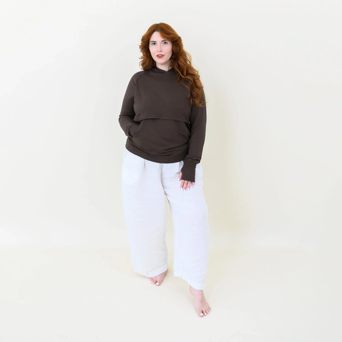 Women's French Terry Nursing Hoodie in Espresso